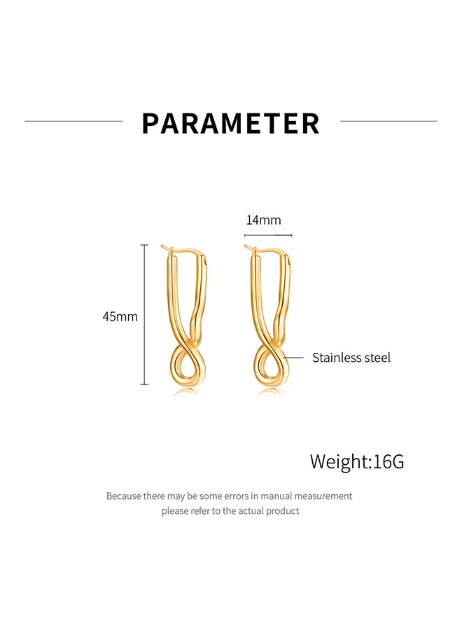 Women'S Stainless Steel Earrings With Twisted Lines, Irregular Geometry, High-End Earrings - Image 2