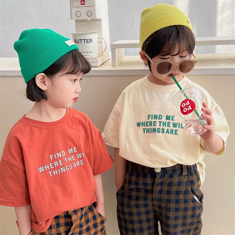 Children'S Wear Children'S Letters Pure Cotton T-Shirt For Boys And Girls Baby Simple Japanese Sleeveless Loose Trendy - Image 4