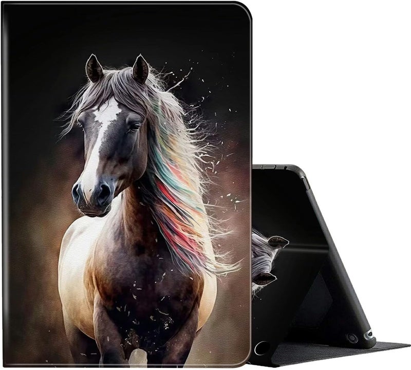 FUYOCWE for Fire HD 10 Case 2021,Fire HD 10 Plus Tablet Case (11th Generation, 2021 Release), Multi-Angle Slim Stand Smart Cover Cases for New Amazon Kindle Fire HD 10 10.1"-Horse with Colorful Mane - Image 1