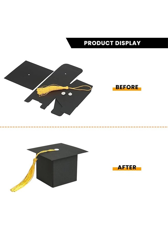 30 Pcs Graduation Cap Shaped Candy Boxes with Yellow Tassel, DIY Treat Box for Party Favors with Graduation, Graduation Favor Sweet Boxes for Sugar, Treats and Small Gifts, Graduation Party Supplies - Image 5