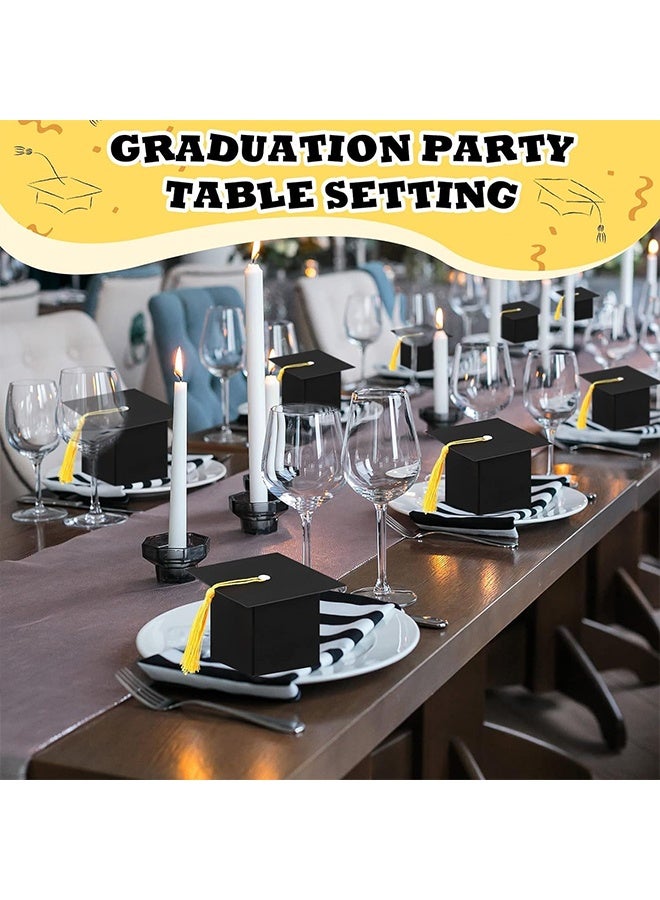30 Pcs Graduation Cap Shaped Candy Boxes with Yellow Tassel, DIY Treat Box for Party Favors with Graduation, Graduation Favor Sweet Boxes for Sugar, Treats and Small Gifts, Graduation Party Supplies - Image 4