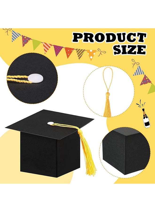 30 Pcs Graduation Cap Shaped Candy Boxes with Yellow Tassel, DIY Treat Box for Party Favors with Graduation, Graduation Favor Sweet Boxes for Sugar, Treats and Small Gifts, Graduation Party Supplies - Image 2