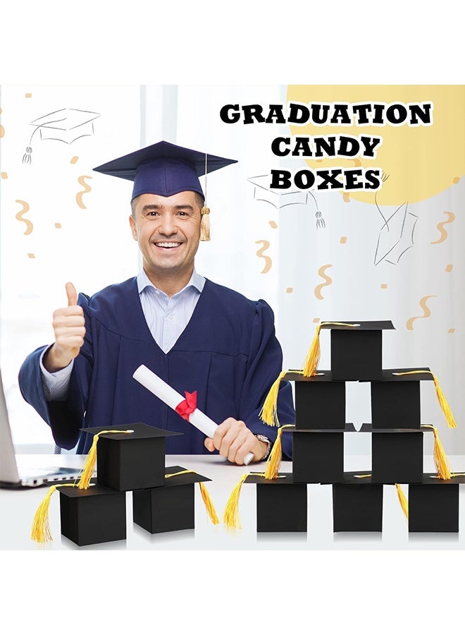 30 Pcs Graduation Cap Shaped Candy Boxes with Yellow Tassel, DIY Treat Box for Party Favors with Graduation, Graduation Favor Sweet Boxes for Sugar, Treats and Small Gifts, Graduation Party Supplies - Image 3