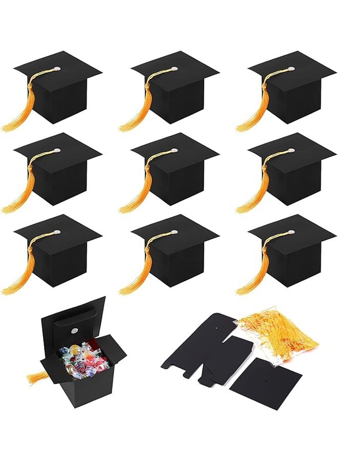 30 Pcs Graduation Cap Shaped Candy Boxes with Yellow Tassel, DIY Treat Box for Party Favors with Graduation, Graduation Favor Sweet Boxes for Sugar, Treats and Small Gifts, Graduation Party Supplies - Image 1