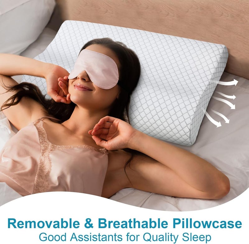 KD ZONE Memory Foam Pillow, Contour Cervical Orthopedic Memory Foam Pillows Supports Neck Pain and Shoulder Pain for Sleeping, Ergonomic Cervical Pillow Neck Support Pillow for Side Back (3) - Image 4