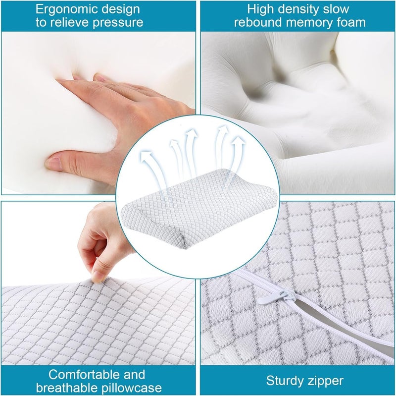 KD ZONE Memory Foam Pillow, Contour Cervical Orthopedic Memory Foam Pillows Supports Neck Pain and Shoulder Pain for Sleeping, Ergonomic Cervical Pillow Neck Support Pillow for Side Back (3) - Image 5