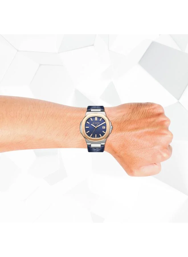 Lee Cooper Men's Analog Display Watch With Dark Blue Leather Strap - LC08108.599