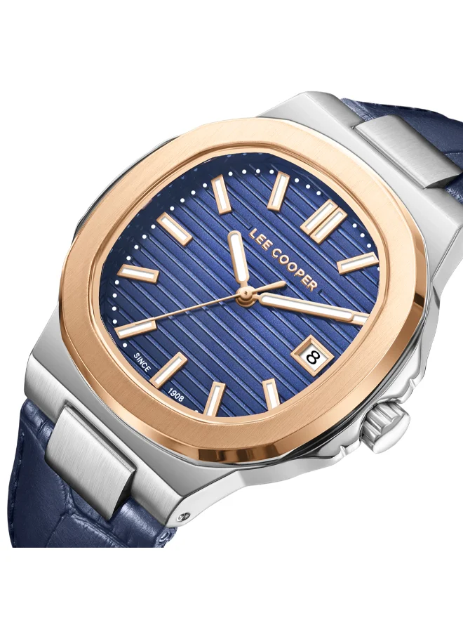 Lee Cooper Men's Analog Display Watch With Dark Blue Leather Strap - LC08108.599