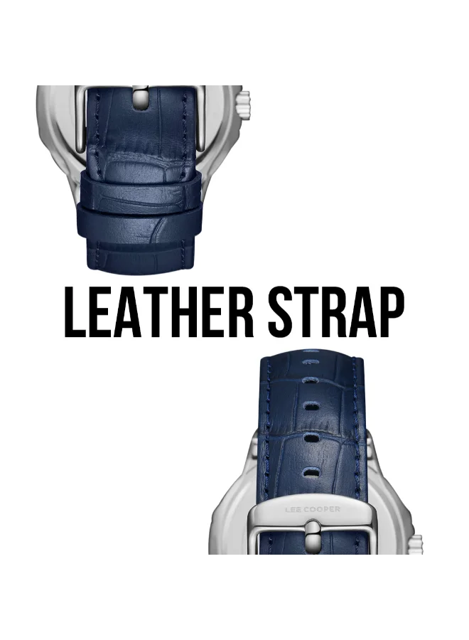 Lee Cooper Men's Analog Display Watch With Dark Blue Leather Strap - LC08108.599