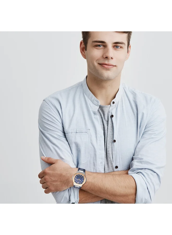 Lee Cooper Men's Analog Display Watch With Dark Blue Leather Strap - LC08108.599