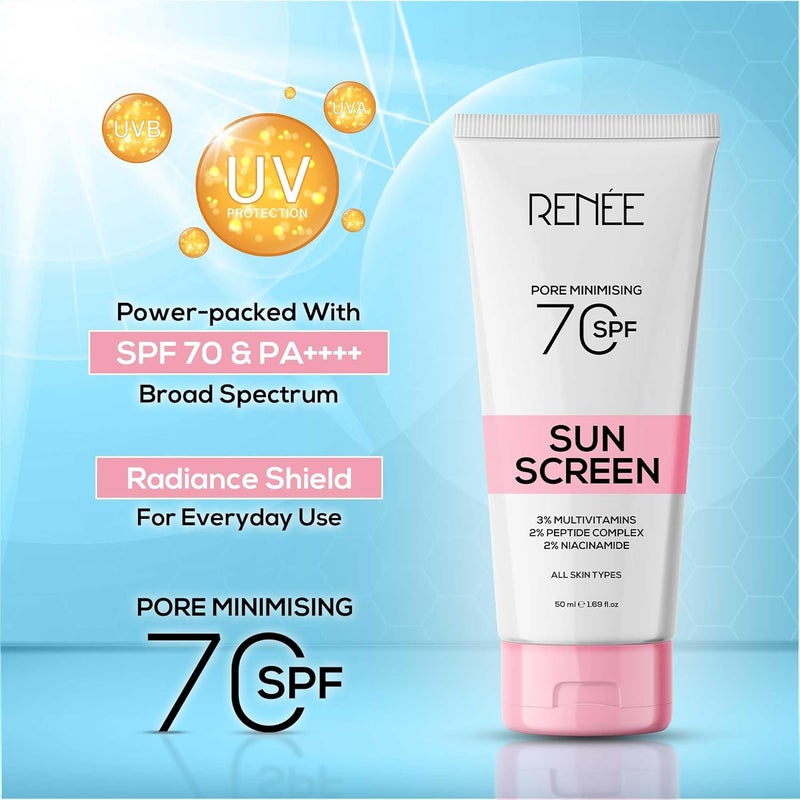 Renee واقي شمس ريني بتركيز SPF 70 مع 2 نياكيناميد لجميع أنواع البشرة 2 ببتيد 3 فيتامينات متعددة 50 مل - Image 3
