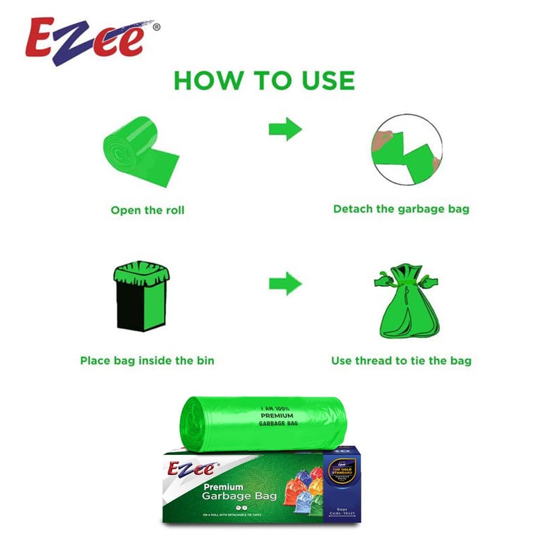 Ezee Disposable Plastic Garbage/Trash Bags (30" X 50", Black, Pack of 3) - Image 4