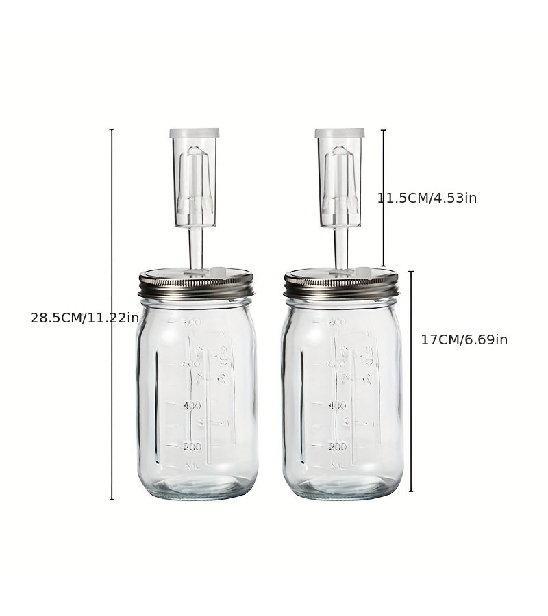 Glass Mason Jar Fermentation Kit 2 Piece Food Fermentation Set With Airlock Lid And Weighted Stone Wide Mouth Pickling Canning For Sauerkraut Kimchi Vegetables Starter Airtight Container Lacto Fermentation - Image 5