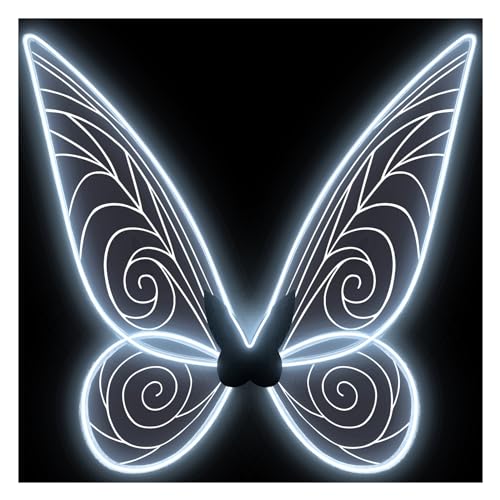quescu Light up Fairy Wings for AdultsElectroluminescent Wire LED Butterfly Wings for Girls WomenHalloween Costume Dress Up White - Image 1