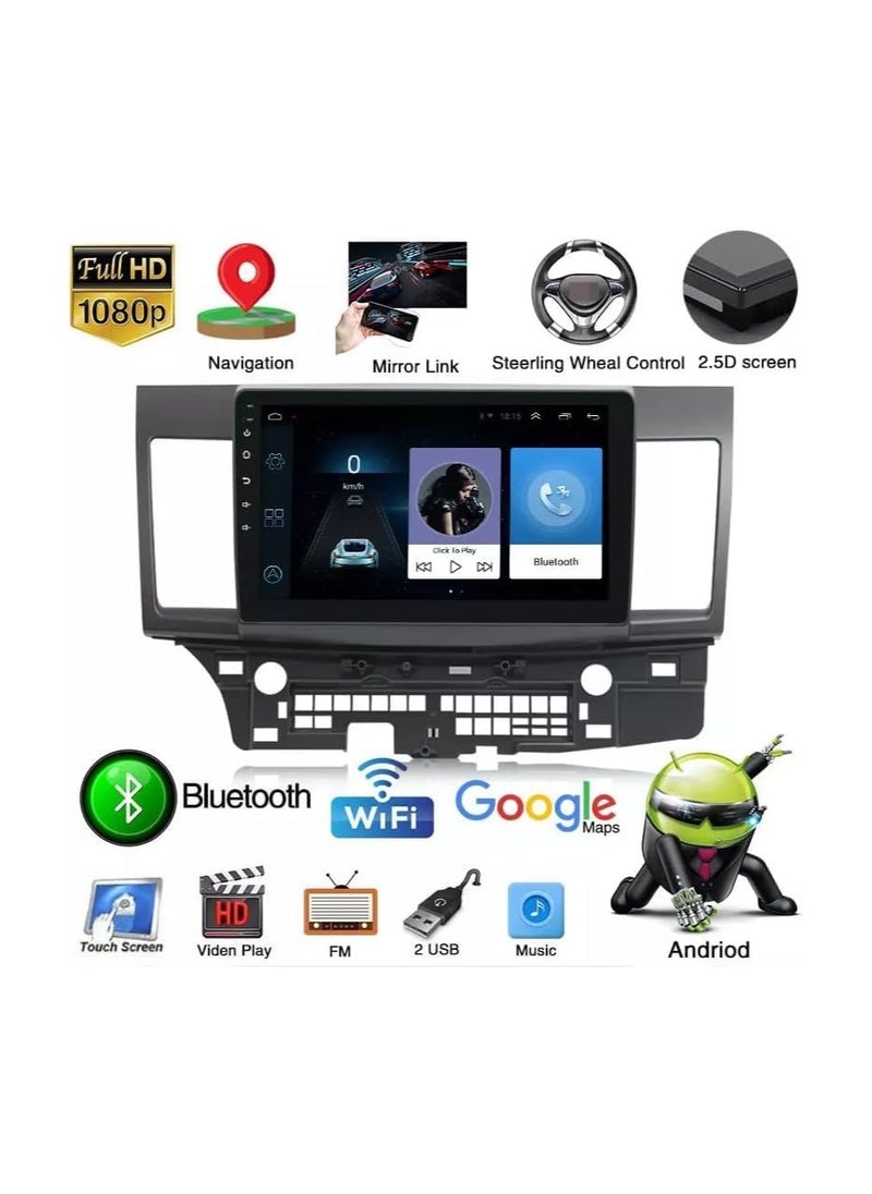 SHEZA STAR - Android Car Stereo for Mitsubishi Lancer 2007 To 2017 2GB RAM 32GB ROM Support Apple Carplay, Mirror-Link Wi-Fi BT, Radio GPS Navigation, 10 Inch IPS Touch Screen with Backup Camera Included - Image 1