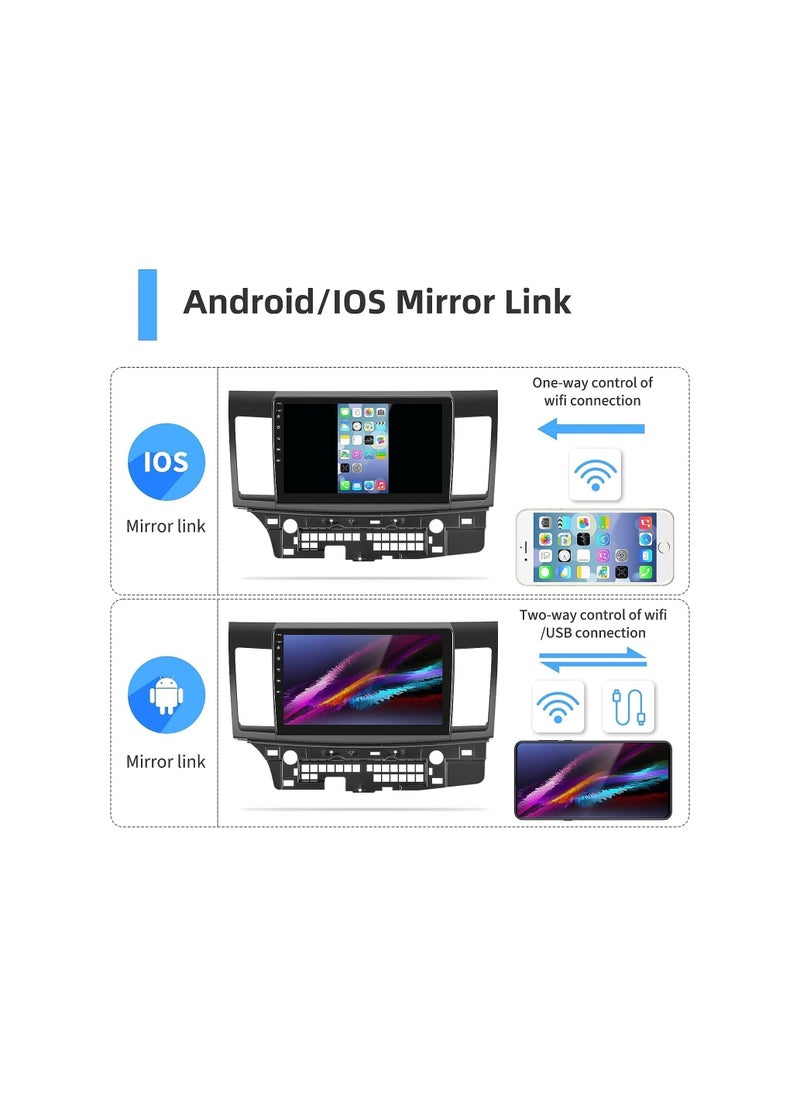 SHEZA STAR - Android Car Stereo for Mitsubishi Lancer 2007 To 2017 2GB RAM 32GB ROM Support Apple Carplay, Mirror-Link Wi-Fi BT, Radio GPS Navigation, 10 Inch IPS Touch Screen with Backup Camera Included - Image 1