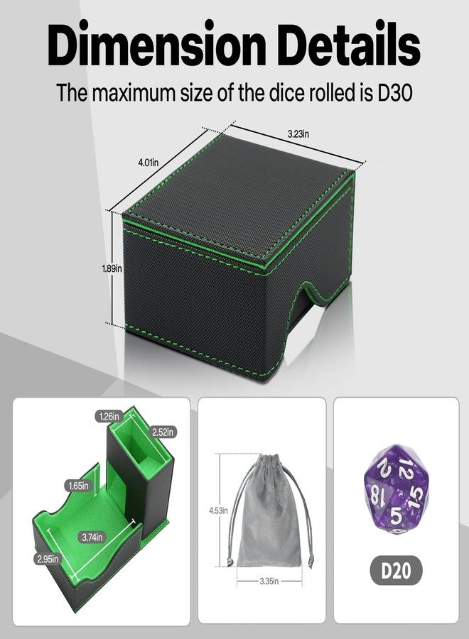 Stepane Dice Roller Tower, Premium DND Magnetic Dice Tray, Foldable PU Leather Dice Tower RPG Gifts for Dungeons and Dragons MTG Dm & Player Black/Green - Image 4