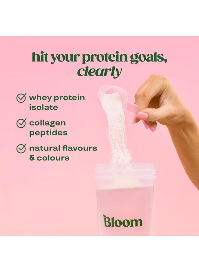 Bloom  Clear Protein Powder – Peach Mango Flavour – Whey Protein Isolate & Collagen Peptides – Light & Refreshing Protein Drink Mix – 20g Protein per Serving - Image 4