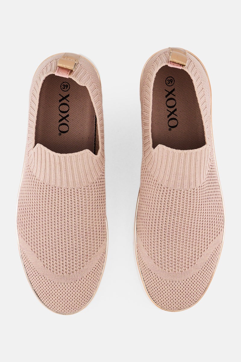 XOXO Women Upper Textile Slip On Casual Shoes, Dusty Pink - Image 2