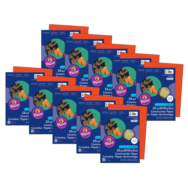 Prang SunWorks Construction Paper Orange 9 x 12 50 Sheets Per Pack 10 Packs - Image 3