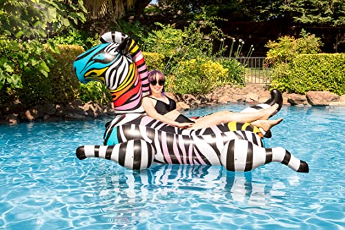 Poolmaster Zany Zebra Jumbo Swimming Pool Float Rider, Zebra Large - Image 5