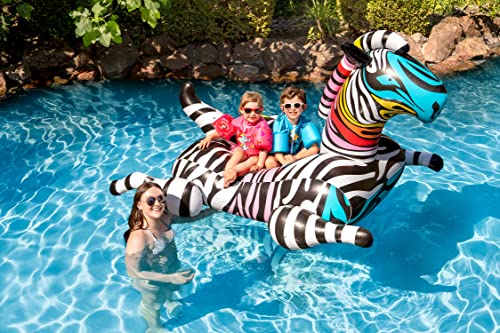 Poolmaster Zany Zebra Jumbo Swimming Pool Float Rider, Zebra Large - Image 1