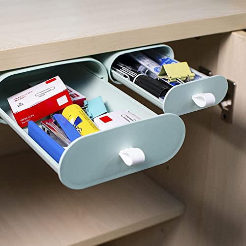 ZURATO Plastic Organizer Box Storage Box Container Under Desk Drawer Self-adhesive Pencil Tray Cosmetics Case Pen Barrel Table Storage Box - Image 4