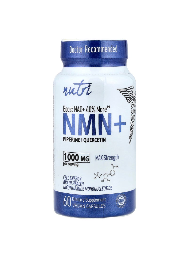 Nutri, NMN+, Max Strength, 60 Vegan Capsules