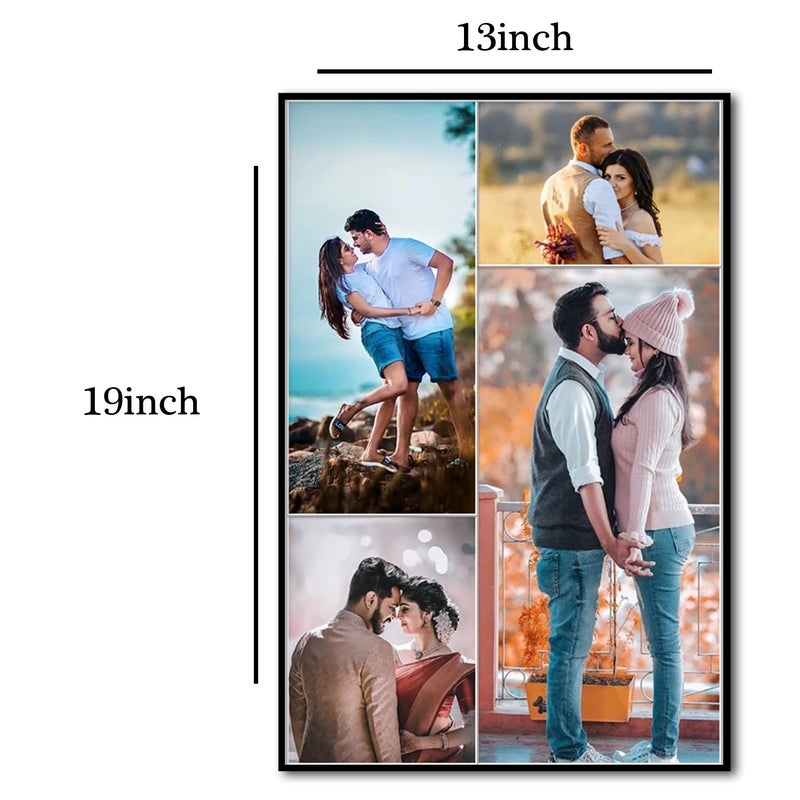 Prints Club Prints Club Wooden Photo Frame Valentine special customized collage photo frame for Anniversary Birthday 13X19 inch Black - Image 3