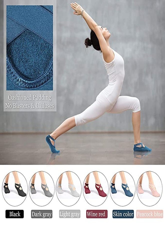 FLORISCA Yoga Socks for Women, Non-Slip Slipper Socks with Grippers & Straps for Pilates, Pure Barre, Ballet, Dance, & Barefoot Workout, Non-Skid Cover Toes Grip Socks (pair (1)) - Image 3