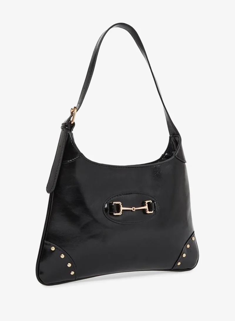 Styli Women Black Hobo Bag with Gold Hardware