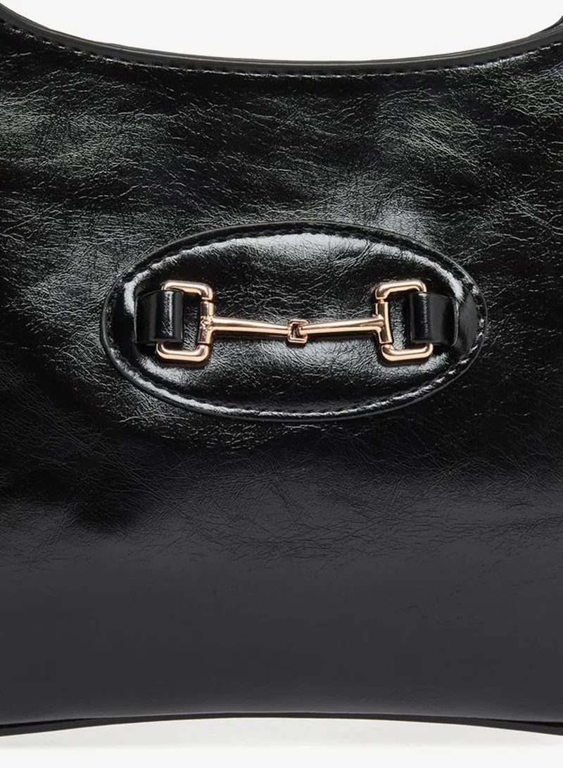Styli Women Black Hobo Bag with Gold Hardware