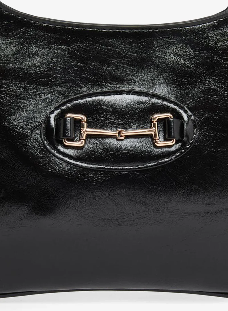 Styli Women Black Hobo Bag with Gold Hardware