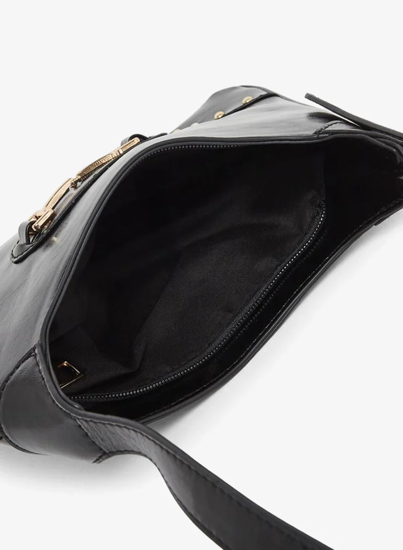 Styli Women Black Hobo Bag with Gold Hardware