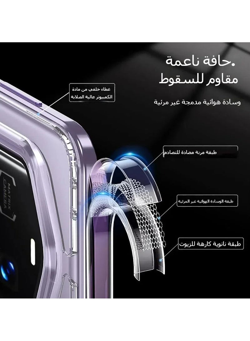 general Magnetic Case for Honor Magic 7 RSR Porsche Design, Matte Frosted and Clear Transparent Case Airbag Anti-drop Shockproof Cover Soft TPU Bumper Hard PC Back Cover - Image 2