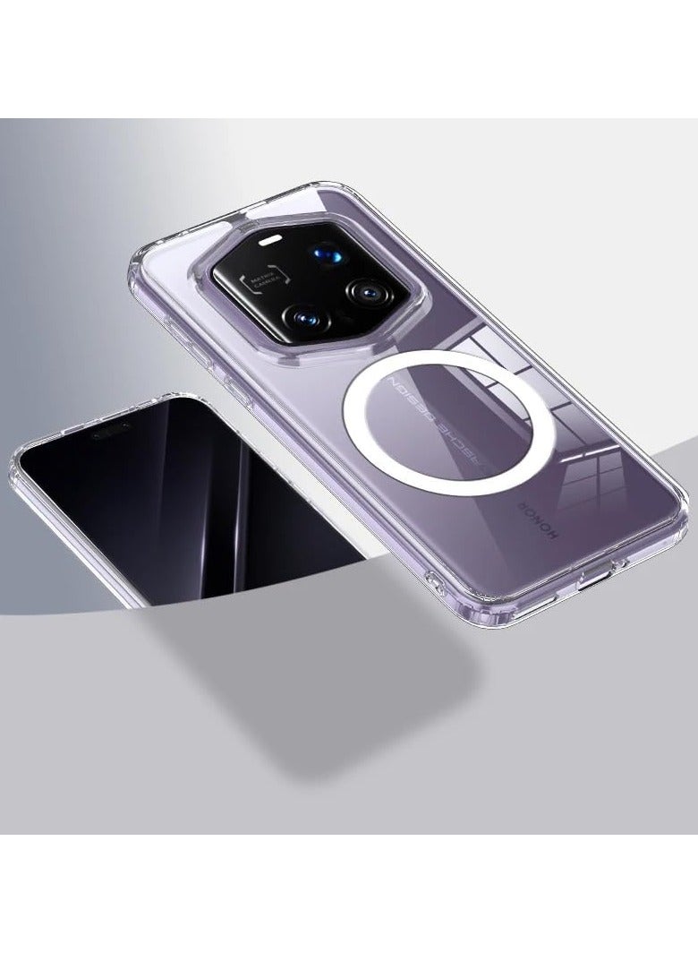general Magnetic Case for Honor Magic 7 RSR Porsche Design, Matte Frosted and Clear Transparent Case Airbag Anti-drop Shockproof Cover Soft TPU Bumper Hard PC Back Cover - Image 1
