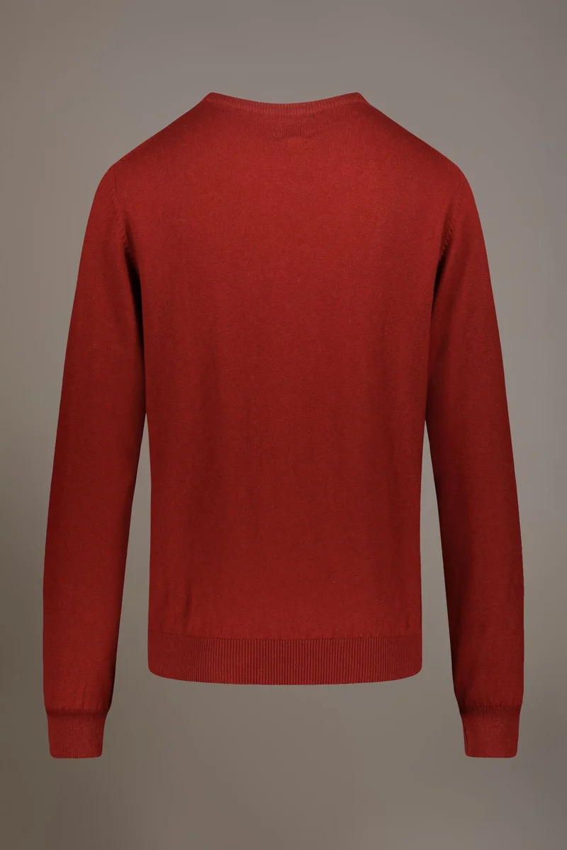 Wool blend round neck sweater - Clay