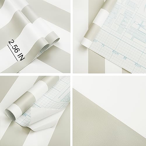 Guvana 17.7"x197" Striped Peel and Stick Wallpaper Grey and White Contact Paper Modern Removable Wallpaper Gray Striped Self-Adhesive Contact Paper for Livingroom Cabinets Decor - Image 5