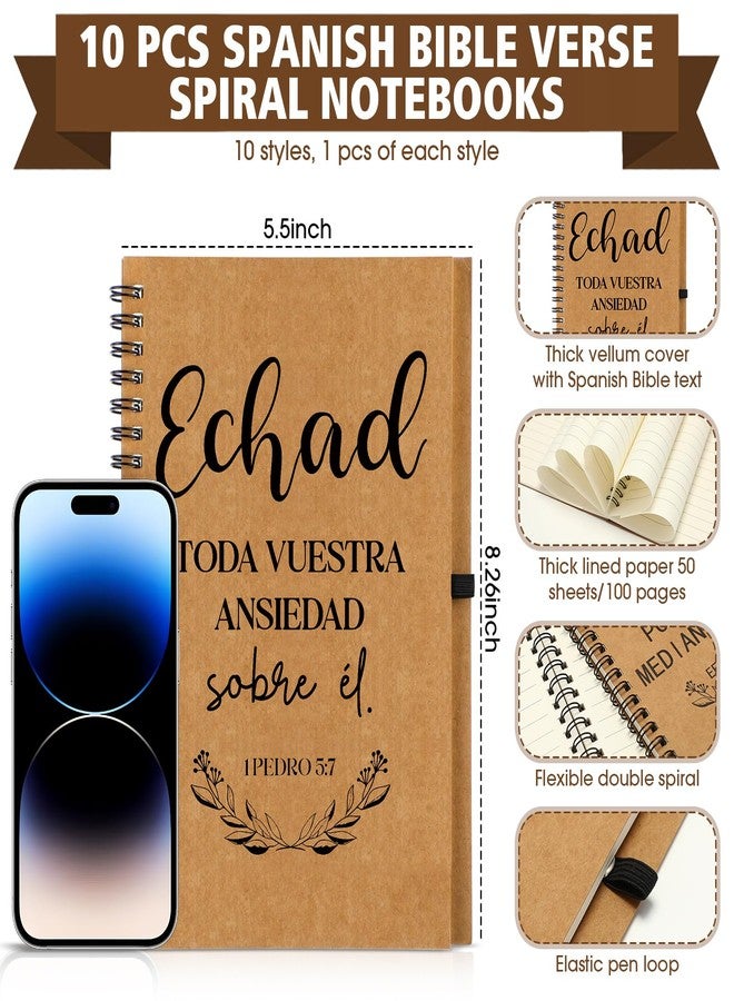 Resurhang 20 Pcs Regalos Cristianos En Español Spanish Christian Notebooks with Pens Spanish Christian Gift Bulk Motivational Journals Inspirational Pens Thank You Gifts for Family Colleagues (Tan) - Image 3