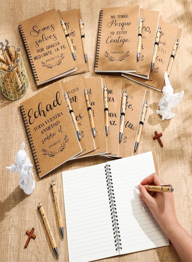 Resurhang 20 Pcs Regalos Cristianos En Español Spanish Christian Notebooks with Pens Spanish Christian Gift Bulk Motivational Journals Inspirational Pens Thank You Gifts for Family Colleagues (Tan) - Image 5