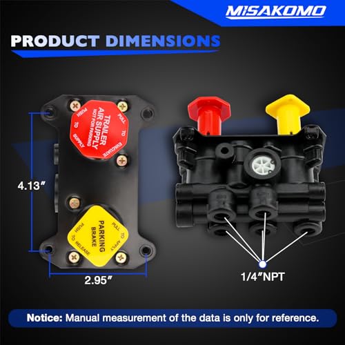 Misakomo 800516 MV3 Dash Air Brake Control Valve 14 NPT Ports MV3 Trailer Parking Brake Valve Compatible with Bendix Volvo Velvac Western Star Peterbilt Kenworth - Image 3