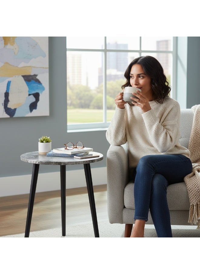 طاولة جانبية خشبية مستديرة، سطح مقاوم للماء، تصميم عصري بسيط، ملمس الخشب الطبيعي، تصميم خفيف الوزن لغرفة المعيشة وغرفة النوم - Image 5