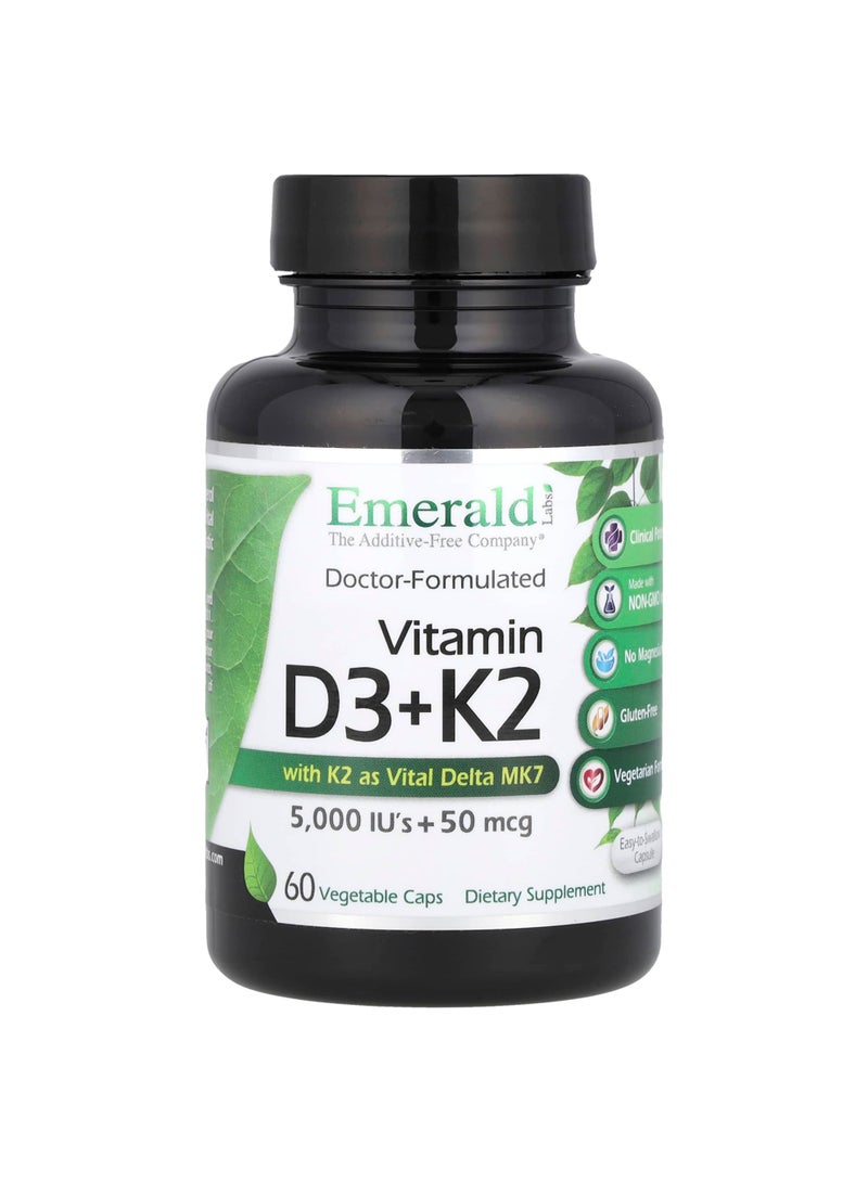 Emerald Laboratories Vitamin D3 + K2, 60 Vegetable Caps