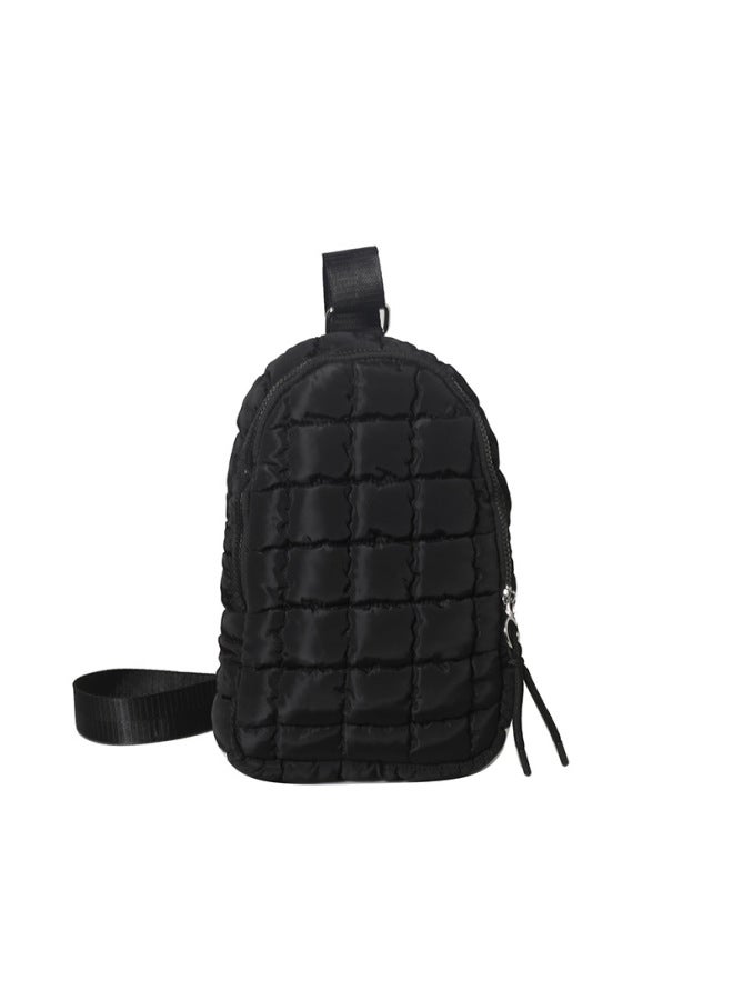 Quilting Car Plaid Cloud Cloth Chest Bag European And American Trend Crossbody Sports Bag Outdoor Riding Large Capacity Chest Bag-Color:Black-Dimensions:32*20*8 - Image 1