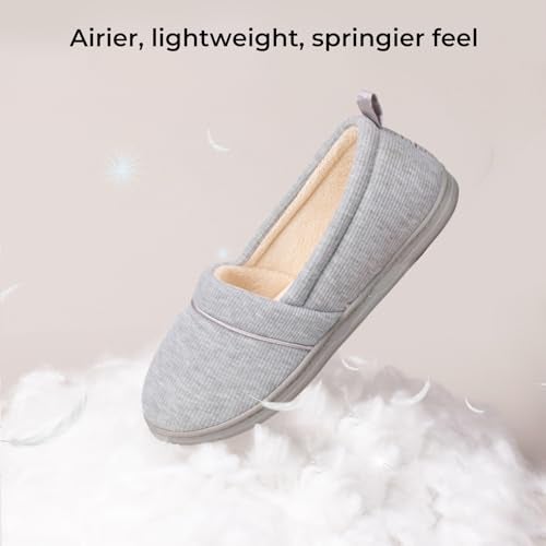 HomeTop Women's Comfy Loafer Slippers Lightweight Memory Foam Non-slip Indoor House Shoes (8 B(M) US, Light Gray) - Image 5
