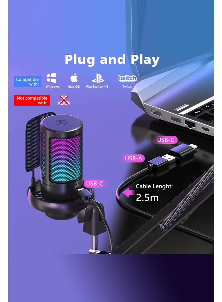 أيه بي جي ميكروفون بودكاست ديناميكي XLR/USB-C – ميكروفون للألعاب والبث عبر الكمبيوتر مع إضاءة RGB، زر كتم الصوت، ومنفذ سماعات – طقم حوامل مزدوج: ذراع متحرك وحامل طاولة – للتسجيل، الغناء، والتعليق الصوتي - Image 5
