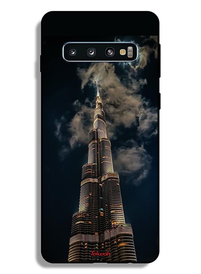 Tolwak Samsung Galaxy S10 Plus Protective Case Cover Burj Khalifa In Night - Image 2