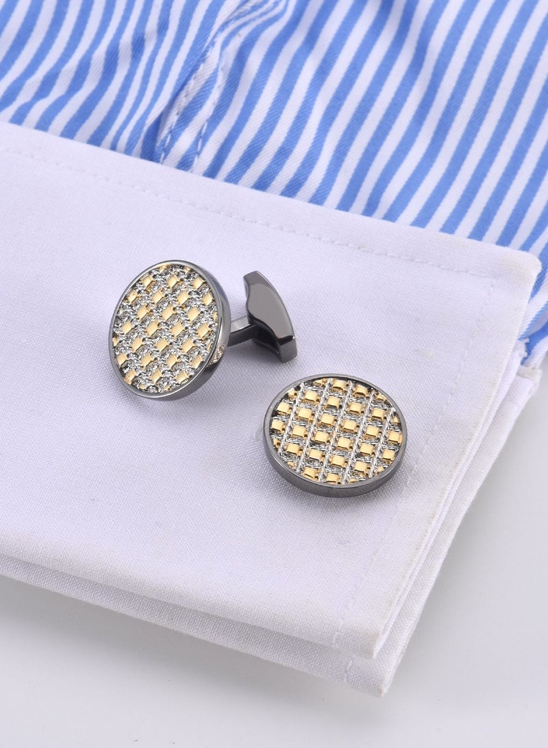 DB Innov. Cufflinks, Tricolor Design Round Cufflinks, 2 PCS for One Set Premium Copper Jewelry Specially Design for Men's Shirt Wedding Business Gift with Delicate Package Box. - Image 3