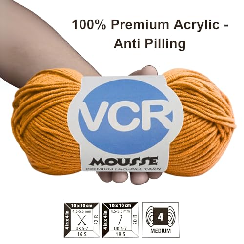 VCR 4ply Ladoo Yellow Yarn, 100 Grams Hank, 190 Meters Length, Acrylic Ball for Crochet and Knitting, Soft Crosia Threads, Pack of 1 Yarn, Suitable for DIY Crafts - Image 3