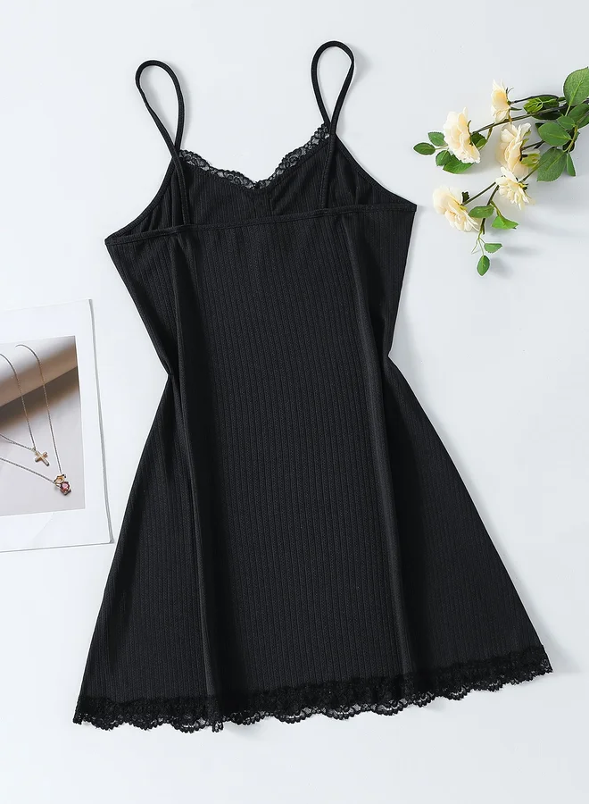 Styli Styli Women Lace Trim Button Detail Cami Slip Dress